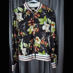 Ecru Lab Zip-up floral sporty jacket